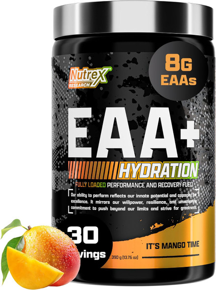 Nutrex Research EAA Hydration  EAAs + BCAA Powder  Muscle Recovery Strength Muscle Building Endurance  8G Essential Amino Acids + Electrolytes  (Packaging My Vary) 30 Servings