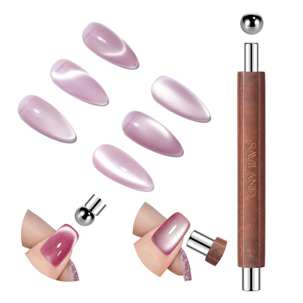 SAVILAND Double-Head Cat Eye Magnet Nail Magnet Pen Purple | Ball Magnets for Nails, Sturdy Cat Eye Magnet, Multifunctional for Cat Eye Gel Polish DIY Home Salon