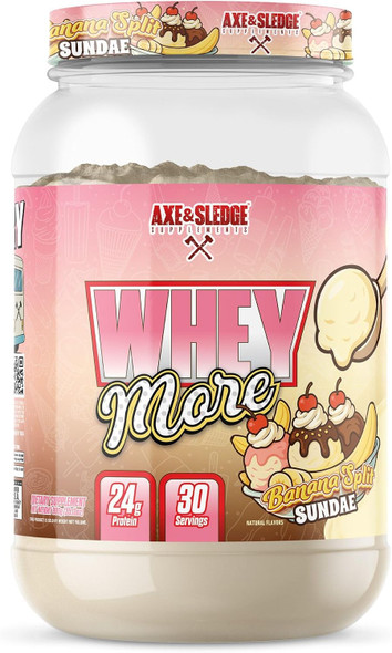 Axe & Sledge WHEY More Premium Protein Blend | 24g Protein, Whey Concentrate & Isolate | Prebiotic Fiber for Enhanced Absorption | 28 Servings, Muscle Recovery Support, Myovera®, DigeSEB®