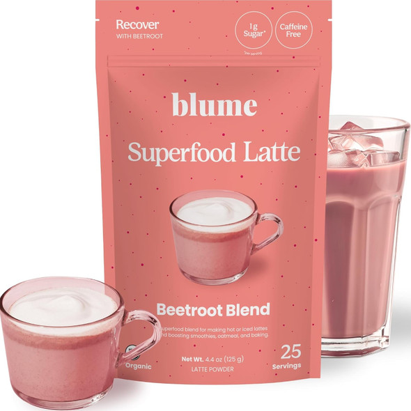 Blume Blue Lavender Superfood Latte Caffeine Free Organic Lavender Tea Powder and Chamomile to Aid Sleep Blue Spirulina Blue Butterfly Pea Flower Tea