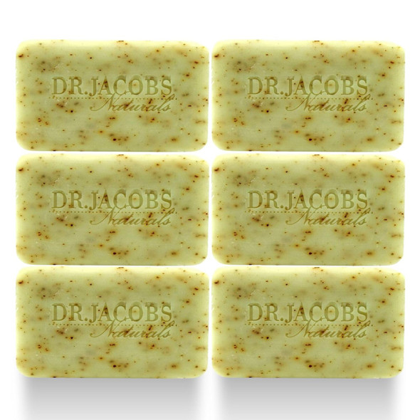 Dr Jacobs Naturals Triple Milled Loofah Exfoliating Castile Bar Soap Pack of 6  Free of Parabens Sulfates Synthetics  Gltuen and GMO