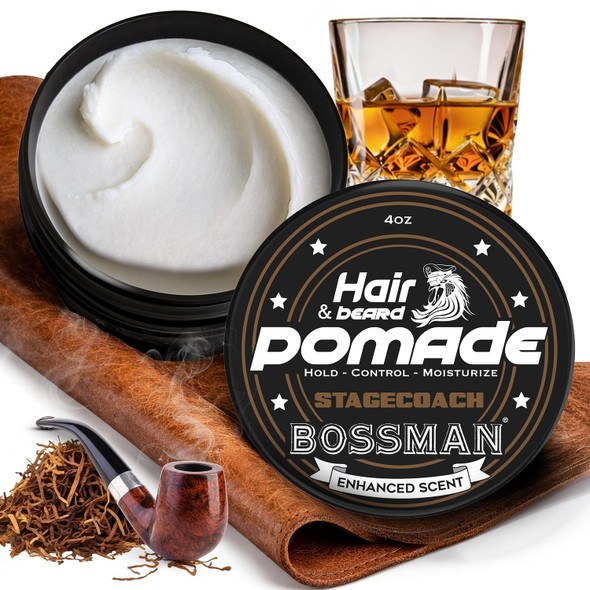 Bossman Hair & Beard Pomade for Men - 4oz
