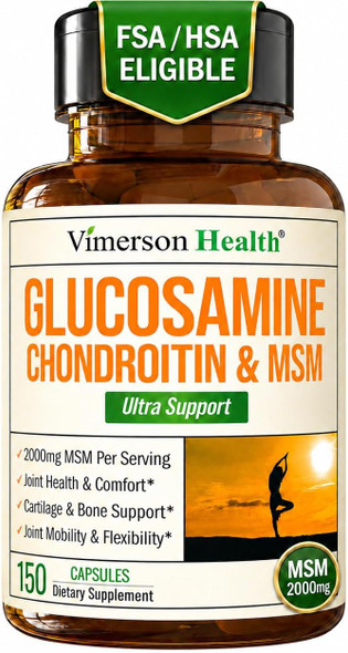 Vimerson Health Glucosamine Chondroitin MSM  3 in 1 Joint Supplements For Women and Men with Glucosamine Sulfate  MSM for Cartilage and  Joint Support