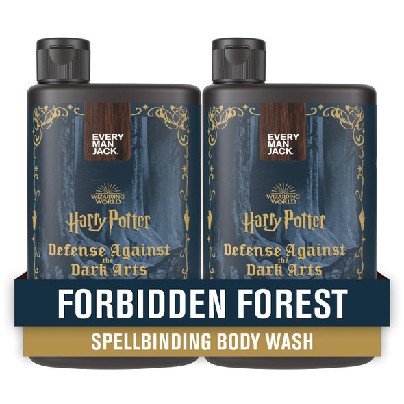 Every Man Jack Harry Potter Body Wash for Men Forbidden Forest 2pk Hogwarts Inspired Scents Naturally Derived Glycerin and Coconut Based Cleansers Deep Clean Rich Lather All Day Moisture