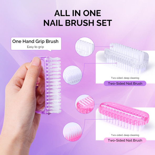 Melodysusie All in One Nail Brush Set, 3 Pack Nail Brushes for Cleaning Fingernails, Nail Dust Brush and Cleaner Scrubbing Set Manicure Pedicure Tools for Men and Women