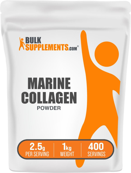 BulkSupplements.com Marine Collagen Powder - Marine Collagen Peptides Supplement, for Hair, Skin, & Nails - Hydyrolyzed & Gluten Free, 2.5g per Serving