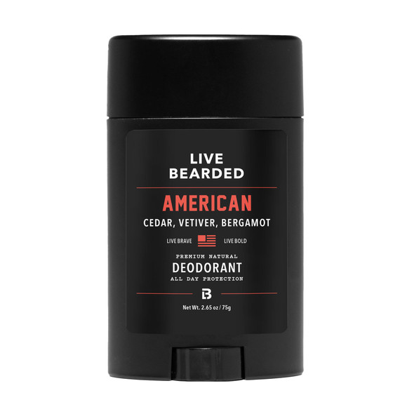 LIVE BEARDED® Men's Aluminum Free Deodorant, 1 Stick, Tombstone Scent | Activated Charcoal Formula, Aluminum-Free, No Parabens or Sulfates, Long-Lasting Natural Odor Control for Men