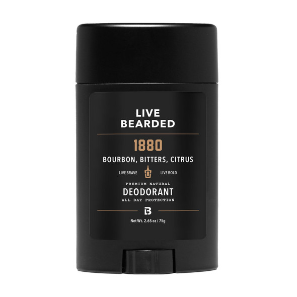LIVE BEARDED® Men's Aluminum Free Deodorant, 1 Stick, Tombstone Scent | Activated Charcoal Formula, Aluminum-Free, No Parabens or Sulfates, Long-Lasting Natural Odor Control for Men