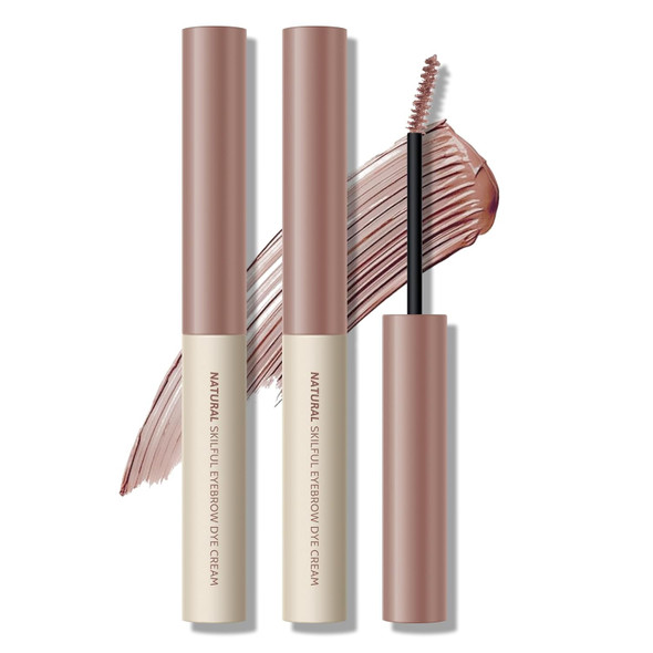 KYDA 2 Pcs Tinted Eyebrow Cream, Ultra-Fine Brush Tinted Brow Gel, Waterproof Smudgeproof Eyebrow Mascara, Long Wear, Natural Brow Makeup without Clumping