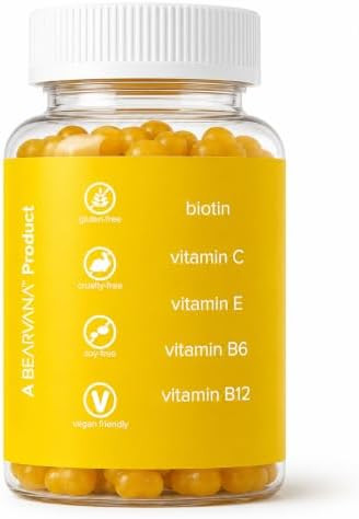 BEARVANA Biotin Gummies Extra Strength | Hair Skin & Nails Vitamins with Biotin, Vitamin C, E, B6 & B12 | Vegan Gummy Vitamins | Pineapple Flavor | 60 Gummies