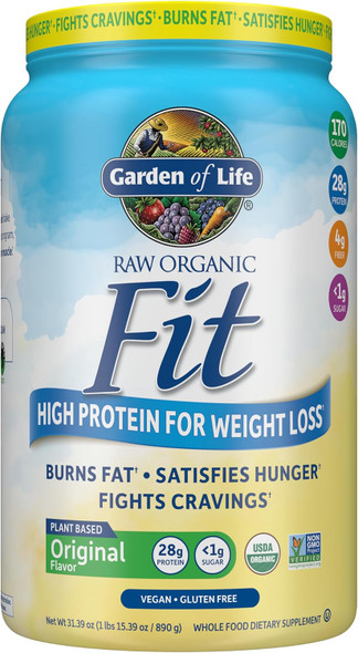 Garden of Life Raw Organic Fit Vegan Protein Powder, Original, 20 Servings | 28g Plant Based Powder for Weight Management, Raw Protein, Probiotics & Fiber, Non-GMO, Gluten-Free, Vegan