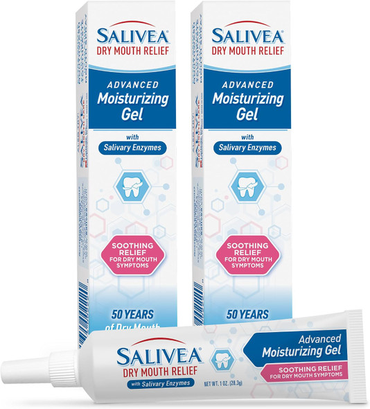 SALIVEA Soothing Dry Mouth Relief Gel Saliva Substitute 1 oz Tube  Six natural salivary enzymes and advanced hydrating agents alcohol free non irritating gentle comfort for oral dryness