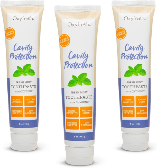 Oxyfresh Premium Cavity Protection  Fresh Mint Fluoride Toothpaste  Unique Non Staining Fluoride Helps Keep Teeth White  Helps Fight Cavities Plaque and Tartar  Strengthen Sensitive Enamel