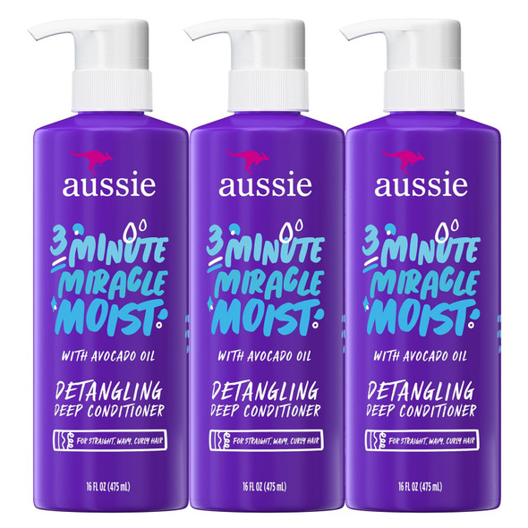 Aussie 3 Minute Miracle Moist Deep Conditioner for Dry Hair Avocado and  Jojoba Oil  Safe for Color Treated Hair  Nourishing Hydration Silky Shine Paraben Free