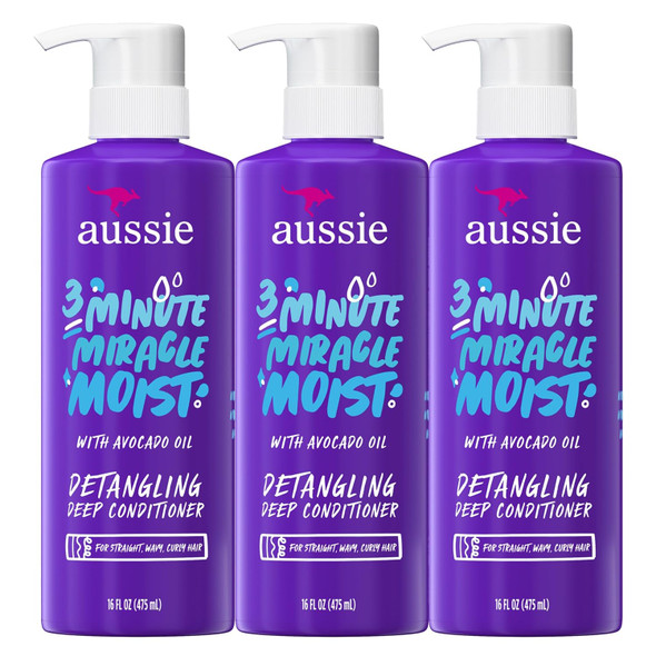 Aussie 3 Minute Miracle Moist Deep Conditioner for Dry Hair Avocado and  Jojoba Oil  Safe for Color Treated Hair  Nourishing Hydration Silky Shine Paraben Free