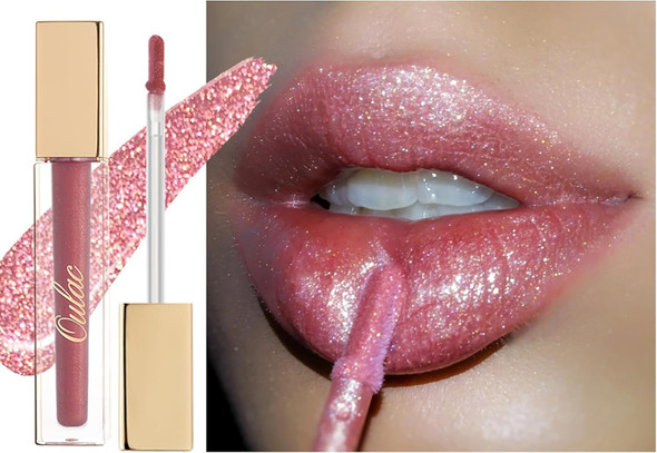 Oulac Shimmer Liquid Lipstick High Shine Glitter Lip Gloss for Women Shimmer Non Sticky Glossy Finish
