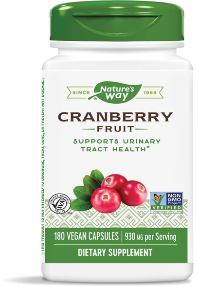 Nature's Way Cranberry Fruit Capsules, Non-GMO, Gluten Free Supplement, 930mg per Serving, 180 Count