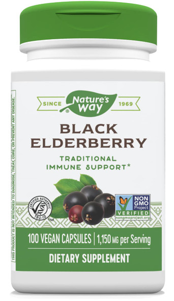 Nature's Way Black Elderberry, 1,150 mg per serving, 100 VCaps (Packaging May Vary)