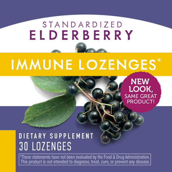 Nature's Way Sambucus Immune Elderberry Lozenges with Echinacea, Zinc, and Vitamin C, 30 Count