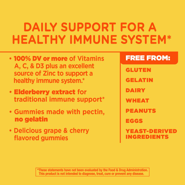 Nature's Way Alive! Immune Gummies, Food-Based Blend (150mg per serving) and Elderberry, Gluten Free, Made with Pectin, 90 Gummies