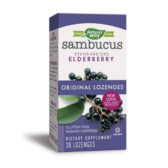 Nature's Way Sambucus Elderberry with Vitamin C Lozenges, Immune Support*, 30 Count