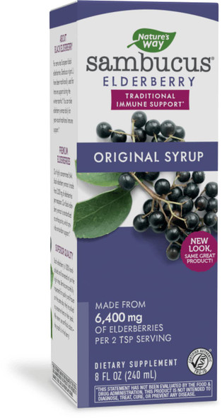 Natures Way Sambucus Original Elderberry Syrup, Black Elderberry Extract, Traditional Immune Support*, Delicious Berry Flavor, 8 Fl Oz.