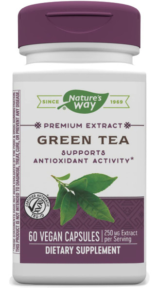 Nature's Way Premium Extract Green Tea 95% Polyphenols (75% Catechins), 250 mg per serving, 60 Capsules