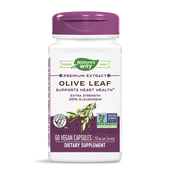 Nature's Way Premium Extract Standardized Olive Leaf 20% Oleuropein, 60 Count