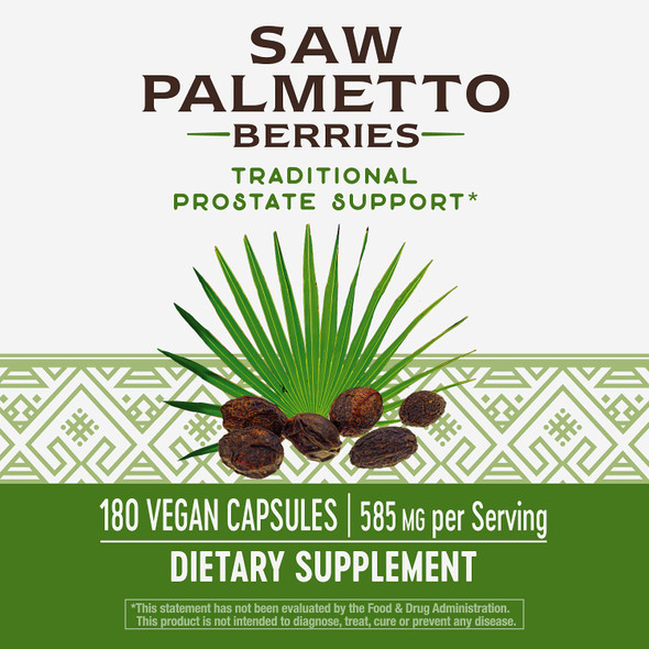 Nature's Way Saw Palmetto Berries; 585 mg; Non-GMO Project Verified; TRU-ID Certified; 180 Vcaps