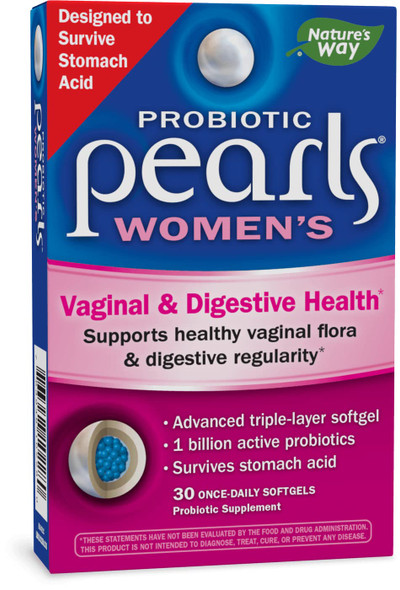 Nature's Way Probiotic Pearls Women's, 1 Billion Live Cultures, Supports Women's Health, Survives Stomach Acid, 30 Softgels