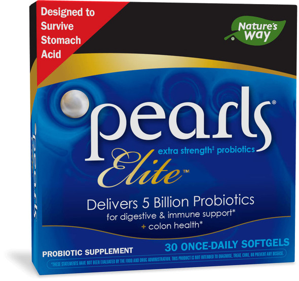 Nature's Way Probiotic Pearls Elite 5 Billion Active Probiotics, Shelf Stable, 30 Softgels