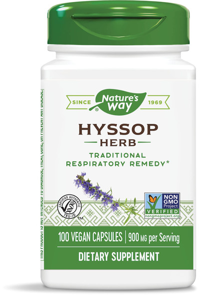 Nature's Way Premium Herbal Hyssop Herb, 900mg per serving, 100 Capsules