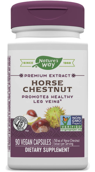 Nature's Way Standardized Horse Chestnut, Premium Extract, 250 mg per serving, 90 Vegan Capsules