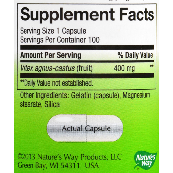 Nature's Way Vitex Fruit - 400 mg - 100 Capsules