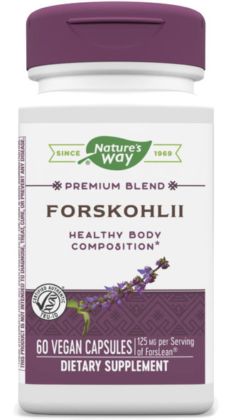 Nature's Way Forskohlii Standardized ForsLean 20% Forskolin, 125 mg per serving of ForsLean, Natural, 60 Count