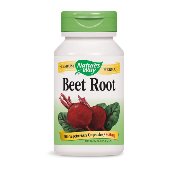 Nature's Way Beet Root; 1 gram Beet Root per serving; TRU-ID Certified; Gluten-Free; Vegetarian; 100 Capsules (Packaging May Vary)