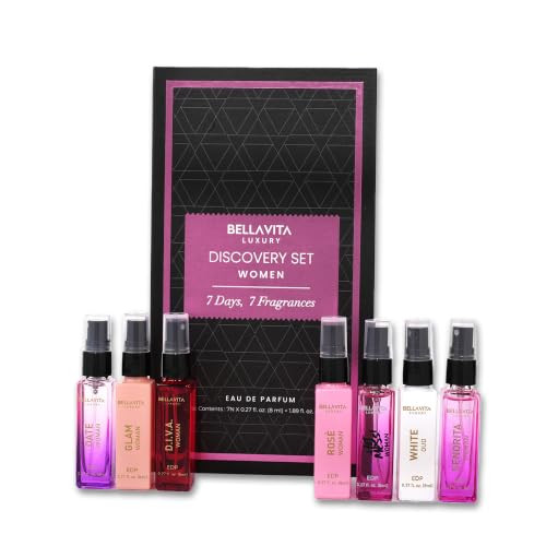 Bella Vita Luxury Bellavita Luxury Womens Perfume Discovery Set Date Glam7X 8Mlwomens Perfume Discovery Set With 7 X Fragrances For Daily Wear Dates Parties Travel And Gifting. 8Ml