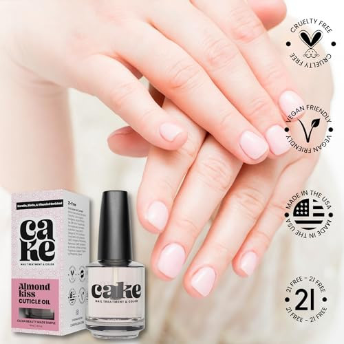Cake Nail Cake Almond Kiss Cuticle Oil Fortified Cuticle And Nail Treatment With Biotin Keratin Vitamin E And Aromatic Almond For Full Salon Spa Experience .05 Fl Oz. Treatment And Color