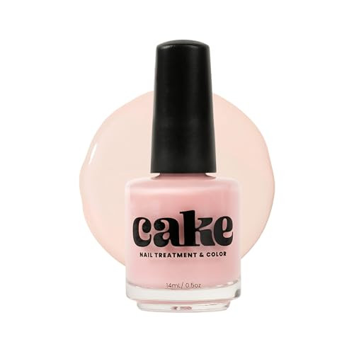 Cake Nail Ridge Filler And Strengthener Conceals And Llluminates With Light Pink Tint Smooths Ridges For Flawless Application Nontoxic Keratin Enriched Treatment And Color 0.5 Fl Oz
