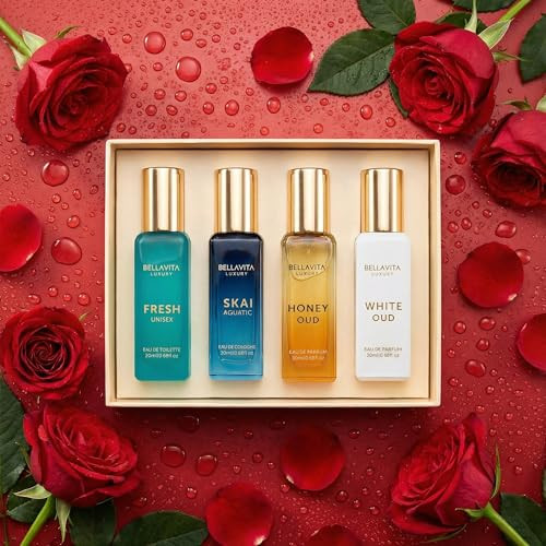 Bella Vita Luxury Bellavita Luxury Unisex Perfume Set4 X Setunisex Perfume Set With 4 Travelsize Fragrances Fresh Honey Oud Skai And White Oud For Men And Women. 20 Ml
