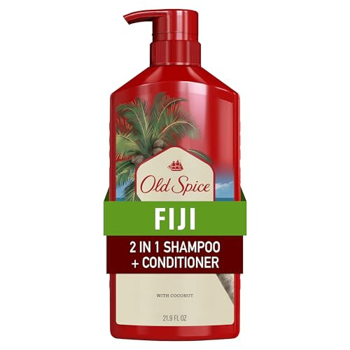Old Spice Mens 2In1 Shampoo And Conditioner Fiji Coconut And Tropical Wood Scent For All Hair Types Healthier Fuller Moisturized Looking Hair 21.9 Fl Oz