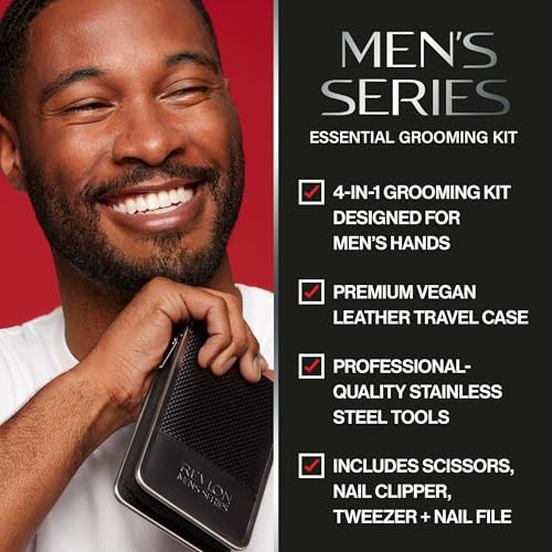 Revlon Mens Grooming Kit 5Piece Travel Essentials Set Includes Nail Clippers Scissors File Tweezers And Carrying Case Stainless Steel 1 Count