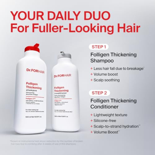 Dr.Forhair Folligen Thickening Shampoo And Conditioner Set 2Korean Shampoo And Conditioner Set Biotin Hair Growth Duo Anti Hair Loss Hair Care Kit 16.9 Fl Oz