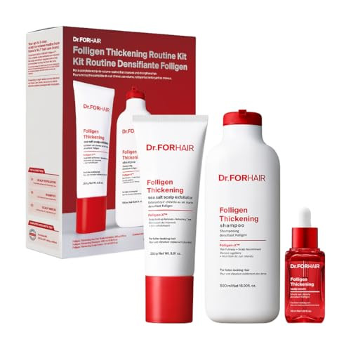 Dr.Forhair folligen Thickening Routine Kitshampoo Exfoliator Serum 3Step Scalp Care For Thinning Hair 16.9 Fl Oz 8.45 Fl Oz 1.69 Fl Oz
