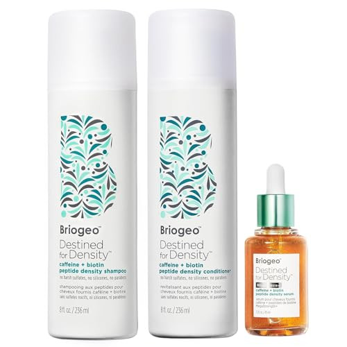 Briogeo Destined For Density Caffeine plus Biotin Peptide Shampoo plus Conditioner plus Serum Bundlethicker Fuller Looking Hairvegan Silicone Free2 X plus 8 Fl Oz 1.5 Fl Oz