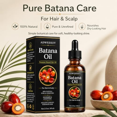Adweekey Organic Batana Oil For Hair Growth 100% Pure Promotes Hair Wellness For Men And Women Enhances Hair And Skin Radiance 2.0 Oz