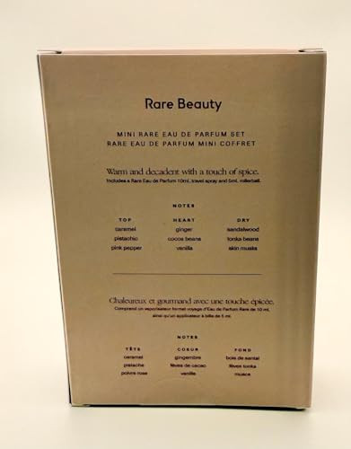 Rare Beauty Rare Eau De Parfum Set Warm And Spicy Vanilla Ginger Scent With Sandalwood And Musk Notes Spray plus Rollerball 10Ml 5Ml