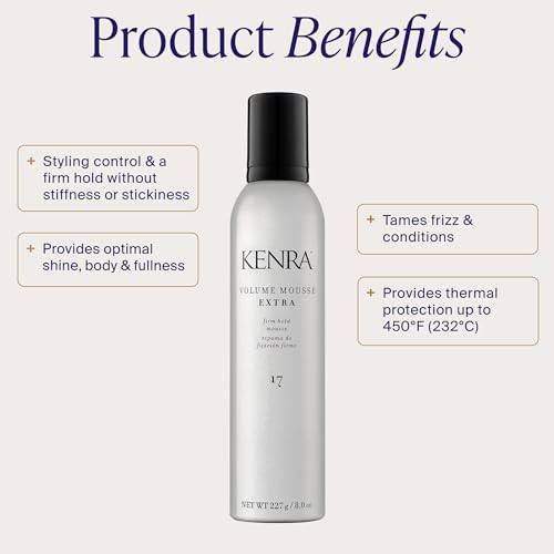 Kenra Volume Mousse Extra 17Firm Hold Moussenondrying Nonflaking Lightweight Formulatames Frizz And Conditions Thermal Protection Up To 450F All Hair Types8 Oz