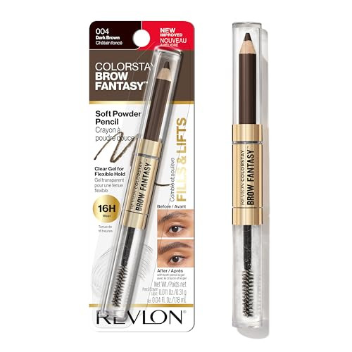 Revlon Colorstay Brow Fantasy All In One Eyebrow Powder Pencil With Shaping Clear Gel Gel Infused With Panthenol Smudgeproof 16Hr Visibly Full Brows 004 Dark Brown