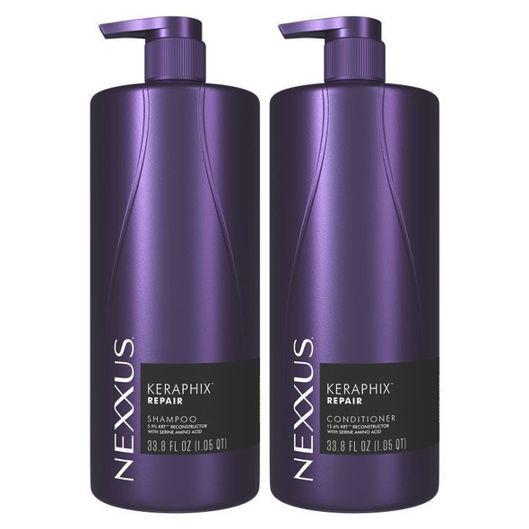 Nexxus Keraphix Shampoo And Conditioner For Damaged Hair Repair Powered By Krt Keratin Resistance Therapy With Liquid Crystal Amino Acids 33.8 Fl Oz 2 Pack
